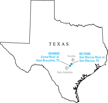 Location of Comal and San Marcos springs in Texas